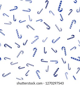 Light BLUE vector seamless template with sweet christmas sticks.