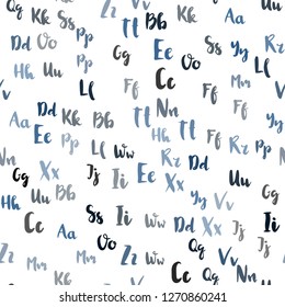 Light BLUE vector seamless template with isolated letters. Abstract illustration with colored latin alphabet. Design for wallpaper, fabric makers.