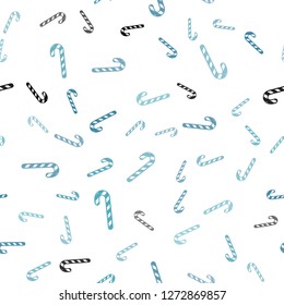 Light BLUE vector seamless template with sweet christmas sticks.