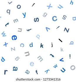 Light BLUE vector seamless template with isolated letters. Modern geometrical illustration with ABC english symbols. Design for textile, fabric, wallpapers.