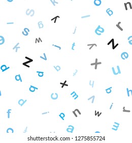 Light BLUE vector seamless template with isolated letters. Shining colorful illustration with isolated letters. Design for textile, fabric, wallpapers.