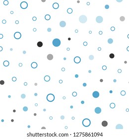 Light BLUE vector seamless template with circles. Blurred decorative design in abstract style with bubbles. Pattern for trendy fabric, wallpapers.