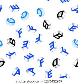 Light BLUE vector seamless template with 3D isolated letters. Colorful 3D alphabet signs with gradient on white background. Design for wallpaper, fabric makers.