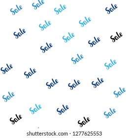 Light BLUE vector seamless template with selling words. Illustration with signs of sales on abstract template. Design for business ads, commercials.