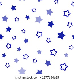 Light BLUE vector seamless template with sky stars. Stars on blurred abstract background with gradient. Texture for window blinds, curtains.