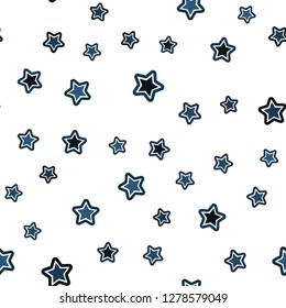 Light BLUE vector seamless template with sky stars. Modern geometrical abstract illustration with stars. Design for wallpaper, fabric makers.