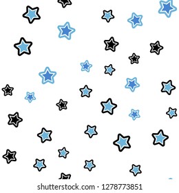 Light BLUE vector seamless template with sky stars. Shining colored illustration with stars. Design for textile, fabric, wallpapers.