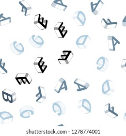 Light BLUE vector seamless template with 3D isolated letters. Shining colorful 3D illustration with isolated letters. Pattern for trendy fabric, wallpapers.