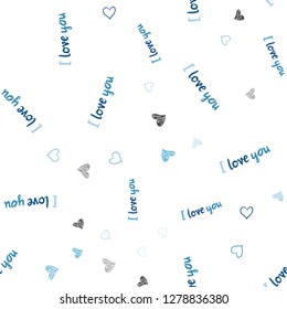 Light BLUE vector seamless template with doodle hearts. Illustration with hearts in love concept for valentine's day. Pattern for carnival, festival romantic leaflets.