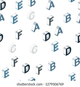 Light BLUE vector seamless template with 3D isolated letters. Shining colorful 3D illustration with isolated letters. Pattern for trendy fabric, wallpapers.