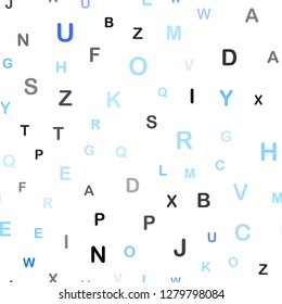 Light BLUE vector seamless template with isolated letters. Abstract illustration with colored latin alphabet. Design for textile, fabric, wallpapers.