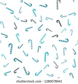 Light BLUE vector seamless template with sweet christmas sticks.