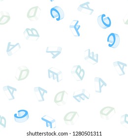 Light BLUE vector seamless template with 3D isolated letters. Colorful gradient design in 3D style with signs of alphabet. Design for wallpaper, fabric makers.