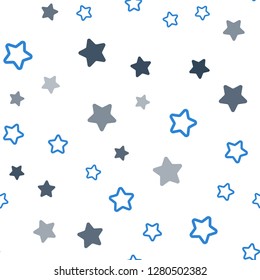 Light BLUE vector seamless template with sky stars. Modern geometrical abstract illustration with stars. Design for textile, fabric, wallpapers.