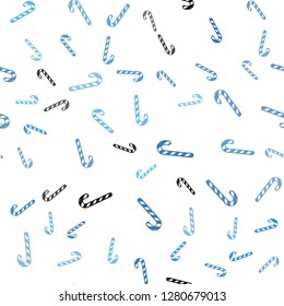 Light BLUE vector seamless template with sweet christmas sticks.