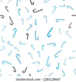 Light BLUE vector seamless template with sweet christmas sticks.
