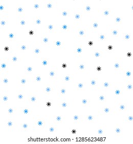 Light BLUE vector seamless template with ice snowflakes. Colorful snowflakes with gradient on abstract background. Texture for window blinds, curtains.
