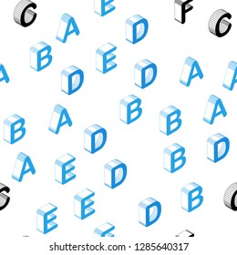 Light BLUE vector seamless template with 3D isolated letters. Shining colorful 3D illustration with isolated letters. Pattern for design of fabric, wallpapers.