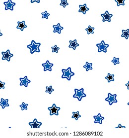 Light BLUE vector seamless template with sky stars. Blurred decorative design in simple style with stars. Pattern for trendy fabric, wallpapers.