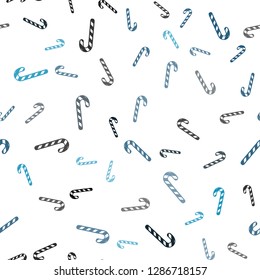 Light BLUE vector seamless template with sweet christmas sticks.