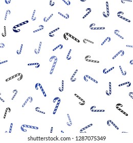 Light BLUE vector seamless template with sweet christmas sticks.