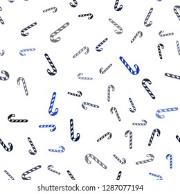 Light BLUE vector seamless template with sweet christmas sticks.