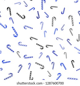 Light BLUE vector seamless template with sweet christmas sticks.