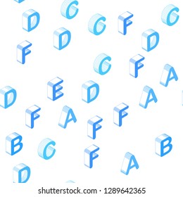 Light BLUE vector seamless template with 3D isolated letters. Abstract illustration with 3D ABC symbols. Design for wallpaper, fabric makers.