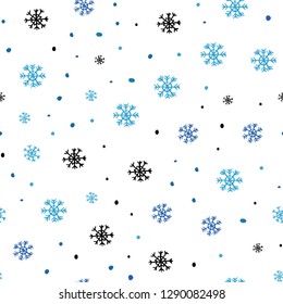 Light BLUE vector seamless template with ice snowflakes. Modern geometrical abstract illustration with snowflakes. Pattern for trendy fabric, wallpapers.