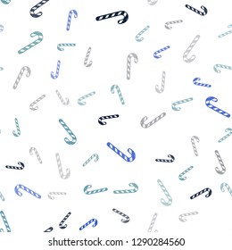 Light BLUE vector seamless template with sweet christmas sticks.