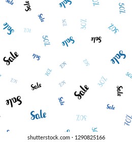 Light BLUE vector seamless template with 30, 50, 70% selling. Illustration with signs of sales on abstract template. Backdrop for ads, leaflets of Black Friday.