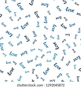Light BLUE vector seamless template with text LOVE YOU. Phrase LOVE YOU with colorful gradient in abstract style. Texture for window blinds, curtains.