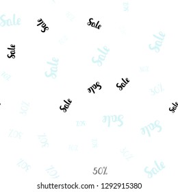 Light BLUE vector seamless template with 30, 50, 70% selling. Colored words of sales with gradient on white background. Backdrop for ads, leaflets of Black Friday.
