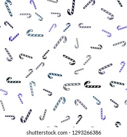 Light BLUE vector seamless template with sweet christmas sticks.