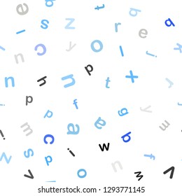 Light BLUE vector seamless template with isolated letters. Shining colorful illustration with isolated letters. Template for business cards, websites.