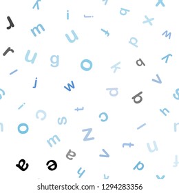 Light BLUE vector seamless template with isolated letters. Colored alphabet signs with gradient on white background. Template for business cards, websites.