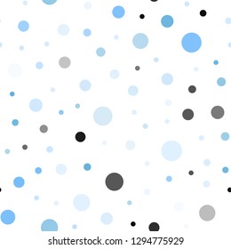 Light BLUE vector seamless template with circles. Blurred bubbles on abstract background with colorful gradient. Design for textile, fabric, wallpapers.