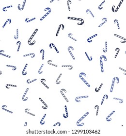 Light BLUE vector seamless template with sweet christmas sticks.