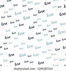 Light BLUE vector seamless template with text LOVE YOU. Colorful illustration with quote LOVE YOU in celebration style. Texture for window blinds, curtains.