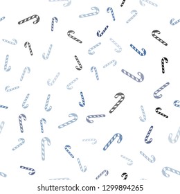 Light BLUE vector seamless template with sweet christmas sticks.