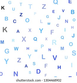 Light BLUE vector seamless template with isolated letters. Colored alphabet signs with gradient on white background. Pattern for design of fabric, wallpapers.