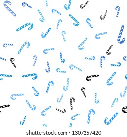 Light BLUE vector seamless template with sweet christmas sticks.