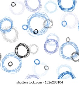Light BLUE vector seamless template with circles. Blurred decorative design in abstract style with bubbles. Design for wallpaper, fabric makers.