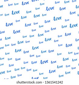 Light BLUE vector seamless template with text LOVE YOU. Illustration with phrase LOVE YOU for valentine's day. Design for wallpaper, fabric makers.