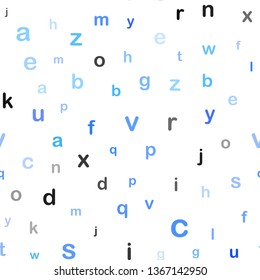 Light BLUE vector seamless template with isolated letters. Modern geometrical illustration with ABC english symbols. Texture for window blinds, curtains.