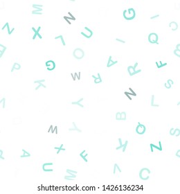 Light BLUE vector seamless template with isolated letters. Modern geometrical illustration with ABC english symbols. Pattern for trendy fabric, wallpapers.
