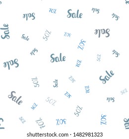 Light BLUE vector seamless template with 30, 50, 70% selling. Colorful set of  percentage signs in simple style. Backdrop for mega promotions, discounts.