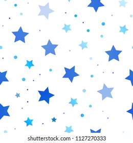 Light BLUE vector seamless texture with beautiful stars. Blurred decorative design in simple style with stars. Smart design for your business advert.