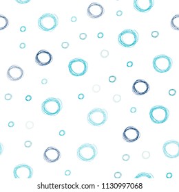 Light BLUE vector seamless texture with disks. Illustration with set of shining colorful abstract circles. Pattern can be used for futuristic ad, booklets.