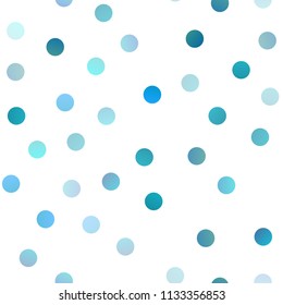 Light BLUE vector seamless texture with disks. Illustration with set of shining colorful abstract circles. Pattern can be used as texture of water, rain drops.